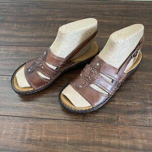NATURALIZER WOMEN'S SUMMER COMFORTABLE LEATHER SANDALS BROWN SIZE 9-9.5